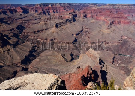 overlooking the expansive south rim of the  grand canyon and the colorado river from hermit's rest road,  in arizona Royalty-Free Stock Photo #1033923793