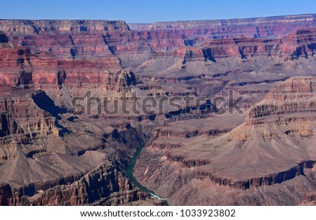 overlooking the expansive south rim of  the grand canyon and the colorado river form hermit's rest road,  in arizona Royalty-Free Stock Photo #1033923802