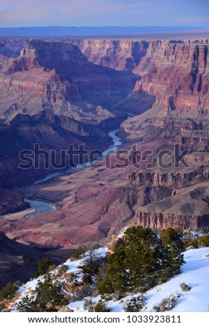 overlooking the expansive south rim of the grand canyon from desert view,  in arizona Royalty-Free Stock Photo #1033923811