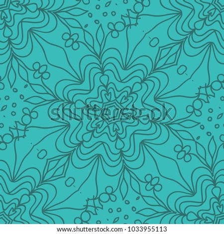 modern seamless background with lace geometric floral ornament. vector illustration. turquise color