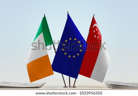 Flags of Ireland European Union and Singapore