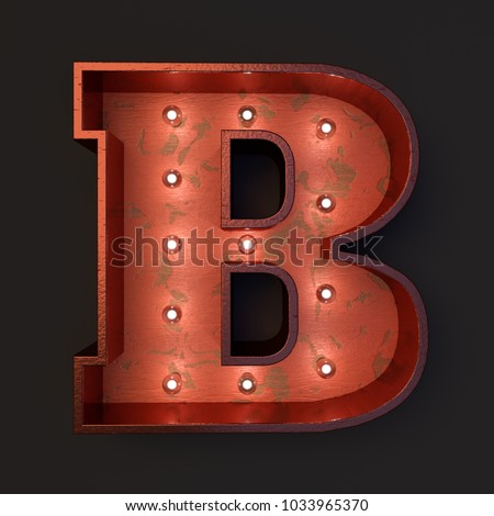 Illuminated marquee light bulb letter B