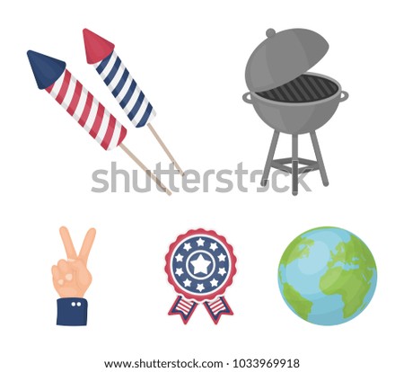 Barbecue, salute, voting ebblema, victory. The patriot's day set collection icons in cartoon style vector symbol stock illustration web.