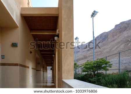 Horizontal picture of buildings at Judaean Desert  located in Massada, Israel