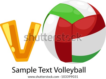 illustration isolated ALPHABET LETTER V-Volleyball.vector