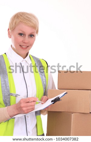 delivery woman delivering parcel