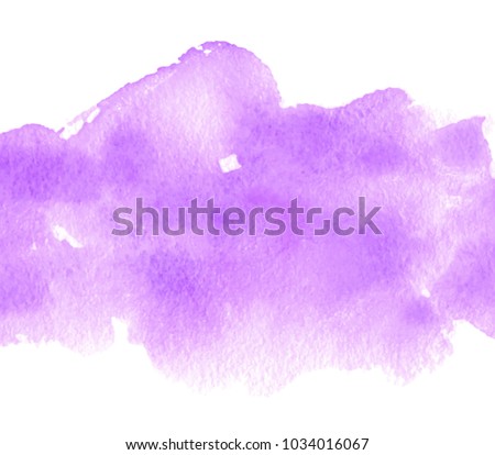 Purple color watercolor hand drawn splash vector background for banner, template, wallpaper. Abstract aquarelle paper texture art colorful bright drawing card