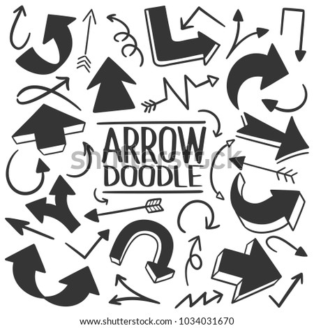 Arrow Traditional Doodle Icons Sketch Hand Made Design Vector Comic Cartoon Style