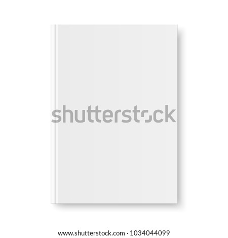 Vector mock up of book white blank cover isolated. Closed vertical book, magazine or notebook mockup on white background. 3d illustration. Royalty-Free Stock Photo #1034044099