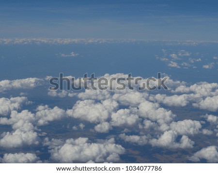 Landscape of clouds, forests and mountains. (High angle photo)