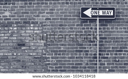 Unique one-way traffic sign in vintage black and white