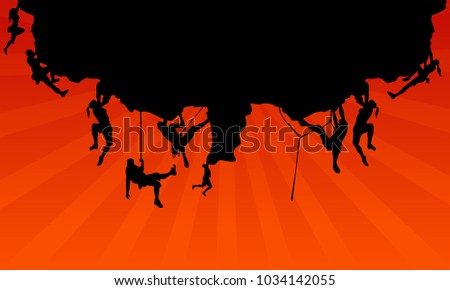 Background of Climber on Cliff Silhouette vector