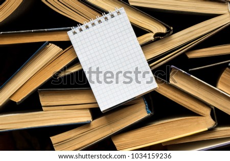 notebook and books