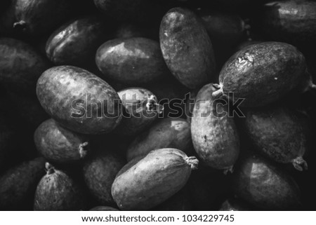 Fruits and vegetables in black and white tone 
