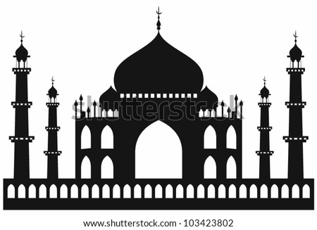Taj-mahal temple silhouette. Vector Royalty-Free Stock Photo #103423802