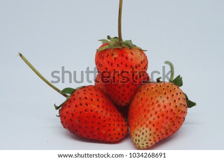 Fresh strawberry isolated on white background. Studio macro