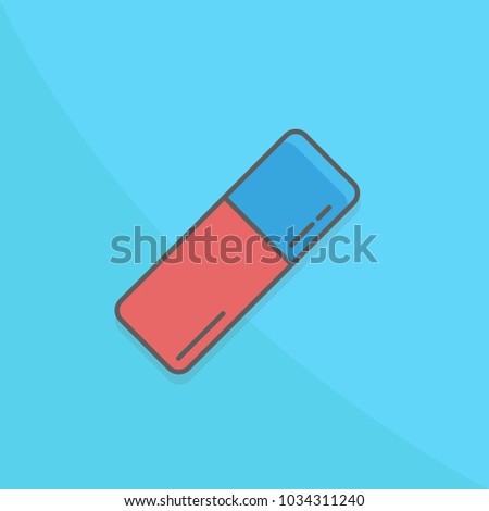 Eraser or rubber vector illustration isolated on blue background