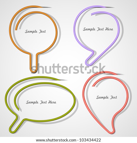  Bubbles speech made of paper clip. Vector eps10