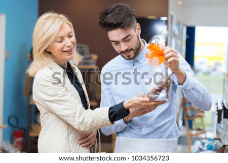 woman choosing the dessert horizontal indoors shot
