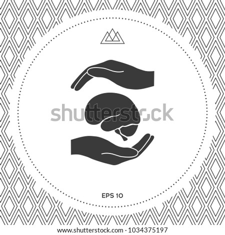 Hands holding brain - protection symbol