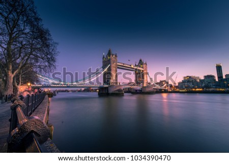 London Tower bridge river Thames long exposure