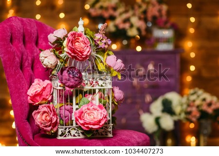 large artificial pink roses and peonies