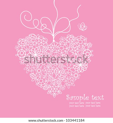 Greeting card with lacy heart