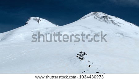 mountains of elbrus in the snow
