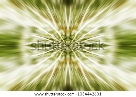 Zoom motion abstract artwork background. Summer in forest landscape photography deformed with zoom effect and green smooth swooshes. Beautiful soft color gradient backdrop original design
