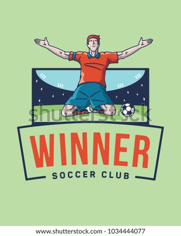 The soccer winner is a vector illustration about a football scorer jubilation after a goal