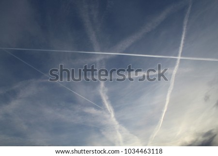 sky with chemtrails chemical pollution germany