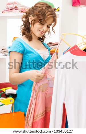 bright picture of lovely woman in shop