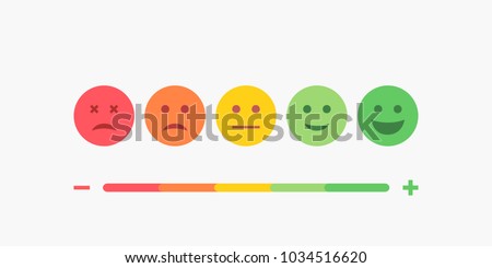 Set of Emoji Colored Flat Icons. Vector Set of Emoticons. Sad and Happy Mood Icons. Vote Scale Symbol Set. Royalty-Free Stock Photo #1034516620