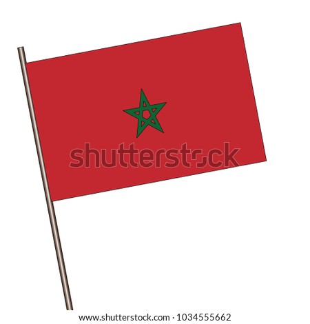 Vietnamese vector flag template. Waving flag of Vietnam on a metallic pole, isolated on a white background.