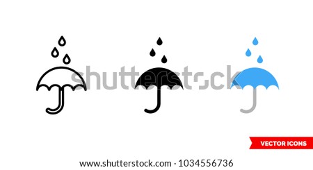 Waterproof icon of 3 types: color, black and white, outline. Isolated vector sign symbol. Royalty-Free Stock Photo #1034556736