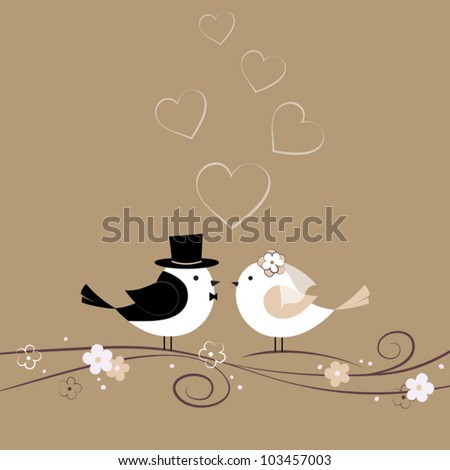 Wedding card with birds Royalty-Free Stock Photo #103457003