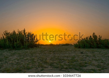 Sunset scene in countryside Jeddah, Saudi arabia