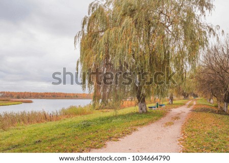 Autumn landscape with a lake. Nature in the vicinity of Pruzhany, Brest region,Belarus.