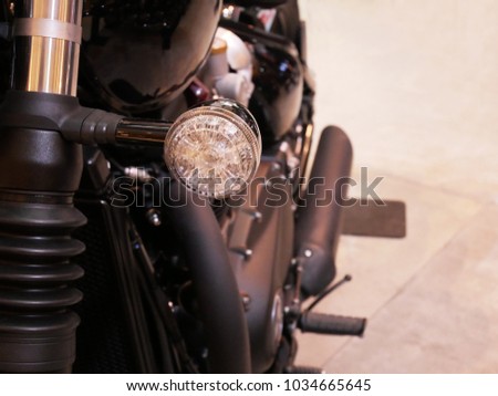 Motorcycle turn signal close up