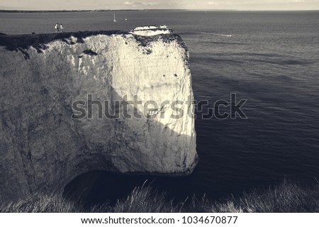 Old Harry Rocks. Chalk cliffs in Dorset, southern England, UK. UNESCO World Heritage Site.