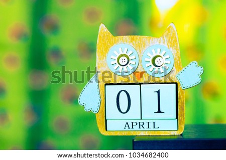 creative manual wooden  calendar, owl spring calendar, Fool's Day, hello april. 