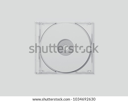White disk with transparent package isolated on gray background. 3d rendering