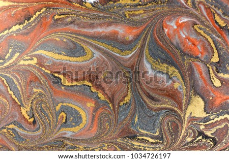 Marble abstract acrylic background. Nature marbling artwork texture. Golden glitter. Royalty-Free Stock Photo #1034726197