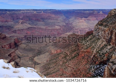  dramatic viewpoint over the immense south rim of the grand canyon, arizona, from the yavapai trail, in spring Royalty-Free Stock Photo #1034726716