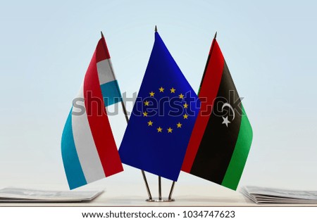 Flags of Luxembourg European Union and Libya