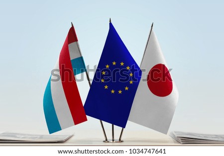 Flags of Luxembourg European Union and Japan