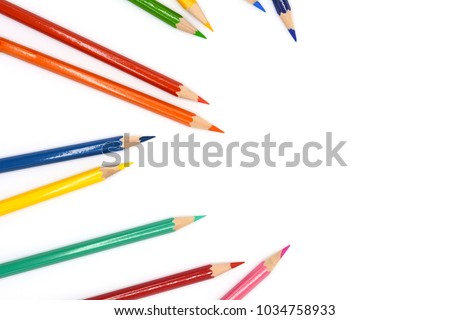 color pencils isolated on white background Royalty-Free Stock Photo #1034758933