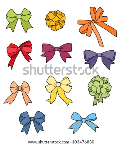 Set of colorful ribbon bows