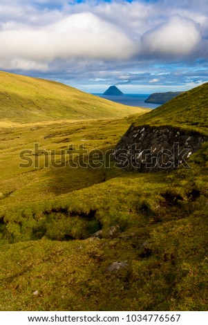 Nature of Suduroy, the southernmost of the Faroe Islands, autonomous region of the Kingdom of Denmark