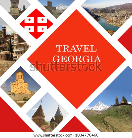 photo collage tourist attractions of Georgia on a travel